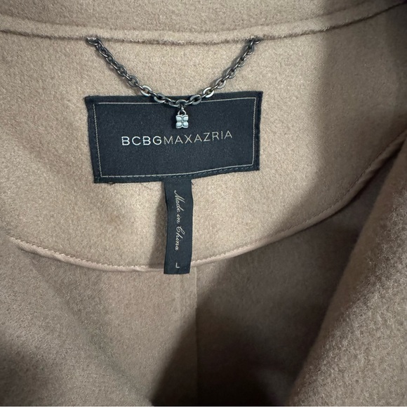 BCBG MAX AZRIA TAUPE MARLA WOOL BLEND WRAP TRENCH COAT - Picture 6 of 7